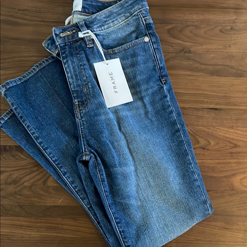 Frame Denim Blue Le Crop Straight Leg “Mini Boot” Jeans Classic Style